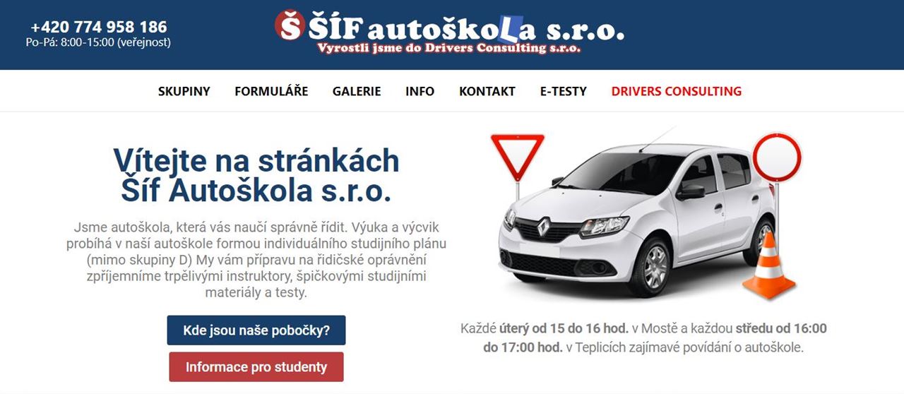ŠÍF autoškola s.r.o. - autoškola, školení řidičů, kondiční jízdy, akreditované školící středisko, Teplice, Most